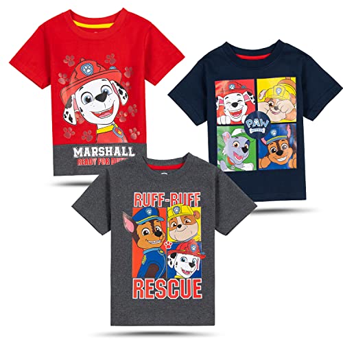 Paw Patrol 3 Pack Boy's Graphic Tees, Cute Short Sleeve T-Shirts for Boys Pack of 3