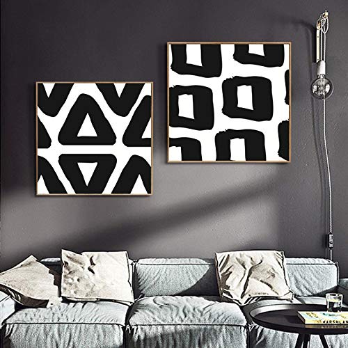 Toile peinture noir et or 70x70cm : 2 affiches géométriques sans cadre