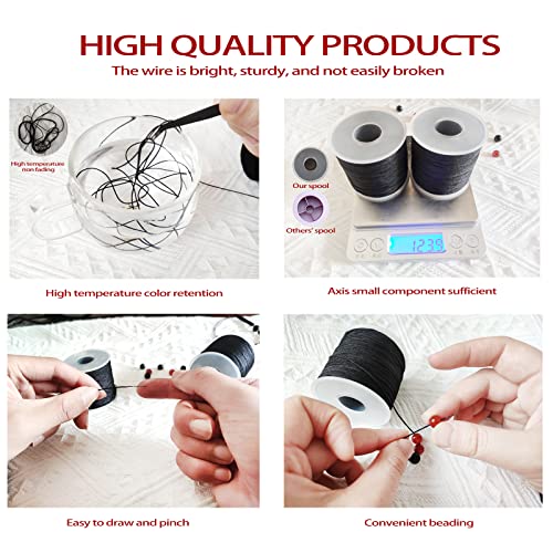 Sxlaonanhai Black Nylon String For Bracelets Making, 262 Yds 0.8Mm Nylon Cord String For Wind Chime Jewelry Making Braided Bracelets Beading Necklace Macrame Craft Blinds (2 Rolls) #TOP2