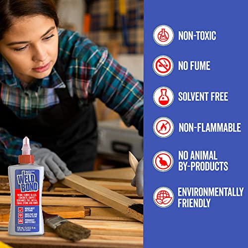 Weldbond Multi-Surface Adhesive That Bonds Most Anything! Wood Glue for Furniture Heavy Duty, Wood Glue for Woodworking, Also use for Glass Crafts Ceramic Tile Mosaic Stones & More 14.2oz / 420ml