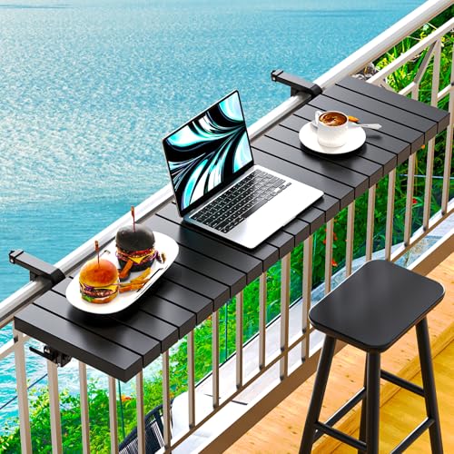 Balcony Bar Table for Railings, Hyperzoo Outdoor Patio Bar, Heavy-Duty Aluminum 49