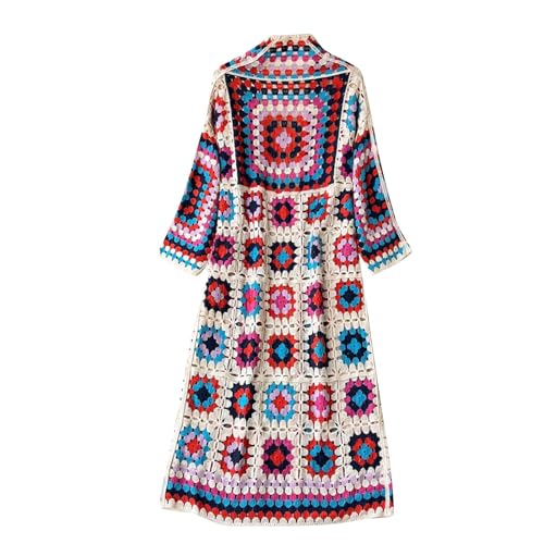 Womens Vintage Crochet Floral Knit Cardigan Jumper Long Sleeve Open Front Long Cardigan Sweater Knitwear3