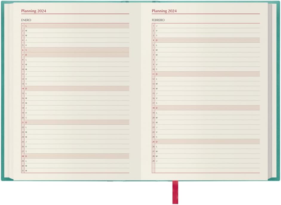 Dohe - Agenda 2024 - Day Page - Size: 15 x 21 cm (A5) - 336 pages - Stitched binding - Hardcover - Mint Green - Brasilia Model