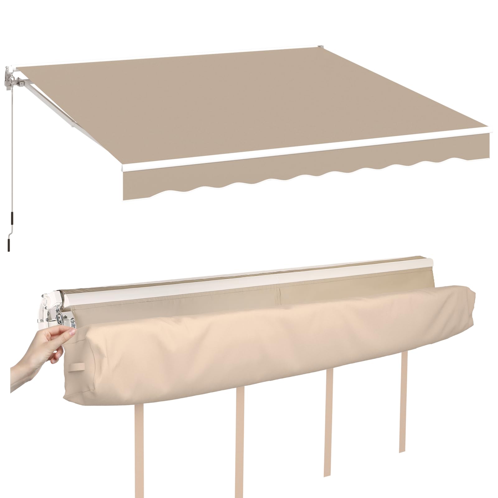 AECOJOY 13x10FT Retractable Patio Awning fully extended over a patio area.