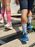 Lucky Socks – neonowe skarpety do biegania dla mężczyzn i kobiet, oddychające, antypoślizgowe, z motywującym napisem: Always believe in your luck, neonowy różowy, 39-42 EU