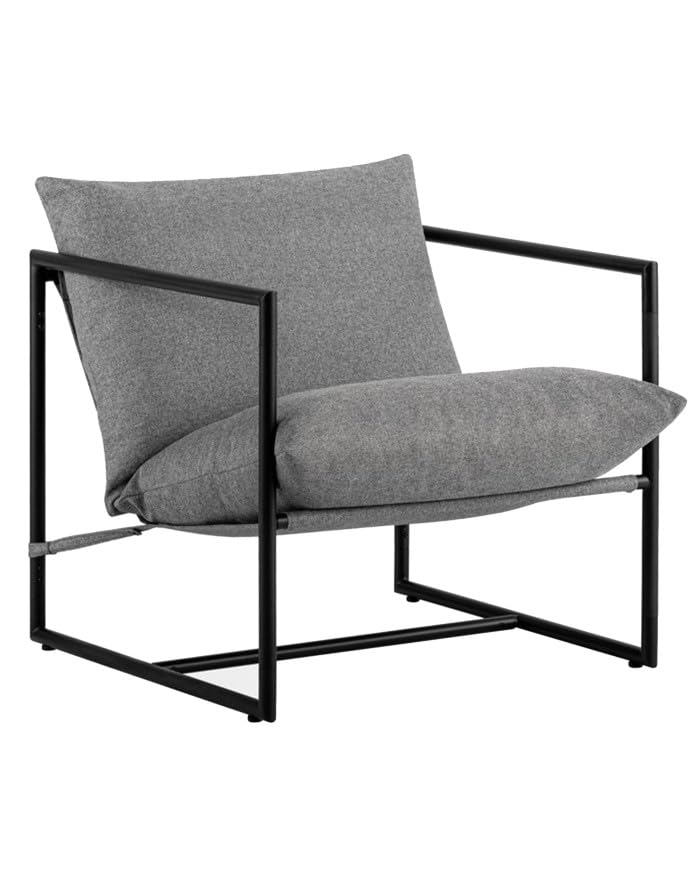 SWEET SOFA® Butaca Jaime – Sofá Individual Sillón Individual de Diseño Moderno, Estructura Metálica Resistente, Cojines desenfundables Color Gris