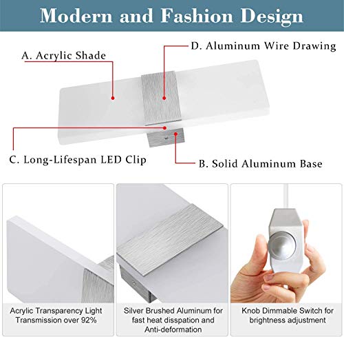 Lightess 2x 12W Lampada da Parete LED Dimmerabile