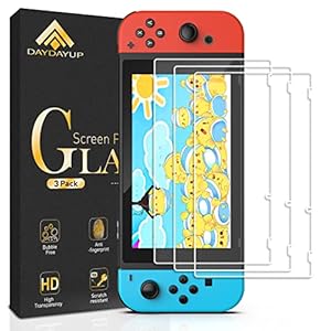 daydayup [3 Pack] Tempered Glass Screen Protector Compatible with Nintendo switch – Transparent HD Clear Anti-Scratch Screen Protector Skin Set for Nintendo Switch