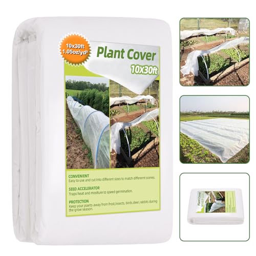 ENONGARDEN 10FT x 30FT Plant Cover Freeze Protection 1.1 oz/yd Greenhouse Covers Frost Blankets for Vegetable Reusable Floating Row Cover for Winter Cold Weather,Garden Frost Sun Pest Protection