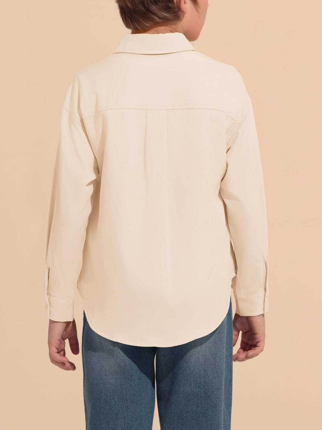 Haloumoning Boys Long Sleeve Dress Shirts Collared Button-Down Shirt School Uniform Shirts with Chest Pocket 5-14 Years - Image 5