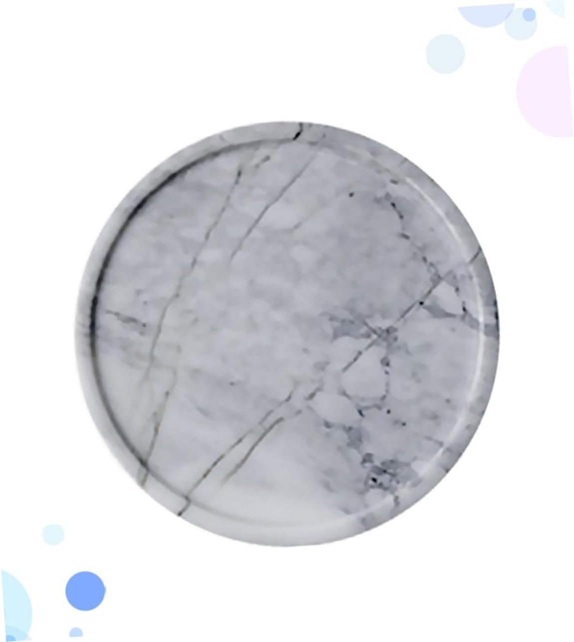 OUNONA Natural Marble Dessert Plate Small Round Tray for Snacks Jewelry and Dried Fruits Premium Grey Marble Elegant Design for Home Decor and Parties