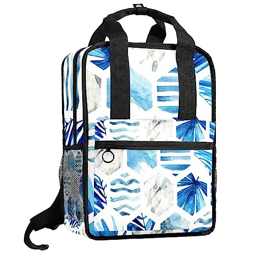 Sac à dos bleu pour garçon à motif géométrique pour l'école