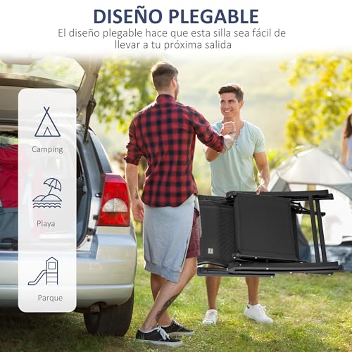 Outsunny Tumbona Plegable de Jardín, Tumbona Gravedad Cero con Respaldo Ajustable en 9 Posiciones, con Cojín, para Terraza, Piscina, Playa, Carga 150 kg, 70x65x111 cm, Negro - imagen 4