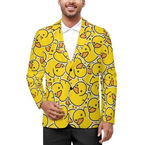 Cute Yellow Rubber Ducky Men's Two Button Suit Jacket Sports Coat Novelty Casual Outwear Tops Funny