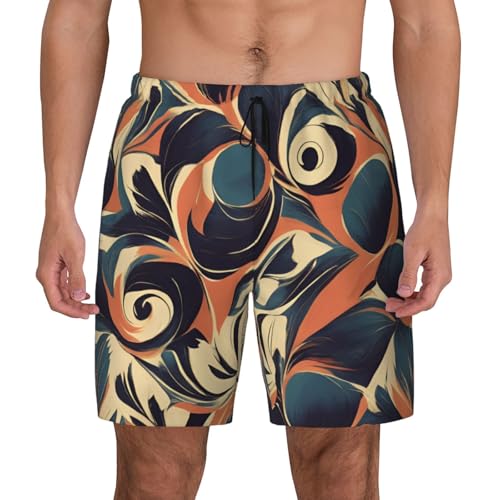 Abstract Pattern Print Men Stylish Functionality Swim Trunks Breathable Beach Shorts Surfing Gym Fishing
