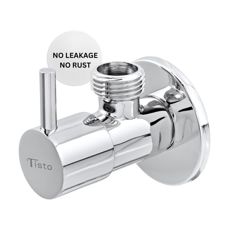Tisto Brass Angle Valve Tap Faucet With Wall Flange For Bathroom Toilet Wash Basin Geyser, Chrome Finish, Suitable for Hot Cold Water, Pack of 1 (B0D6NMR32K) Amazon Price History, Amazon Price Tracker