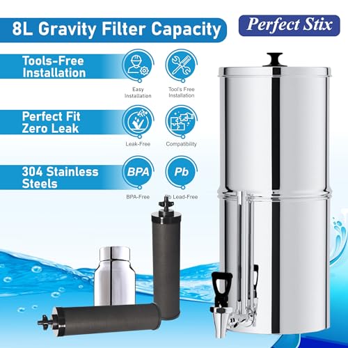 Denali Spring-2.25G (8 Liters)- Stainless Steel Gravity-Fed Water Filtration System with 2 Black Filters, SS Tap, POSTreat Filters and Vision Tap - Thumbnail 3
