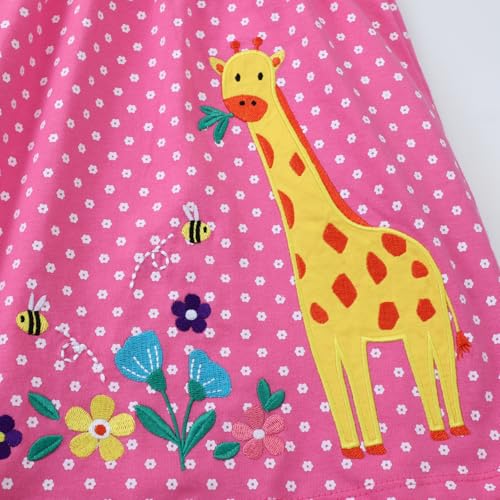 Image of HILEELANG Toddler Girl Short Sleeve Easter Dress Cotton Casual Jersey Shirt Playwear Applique Dress