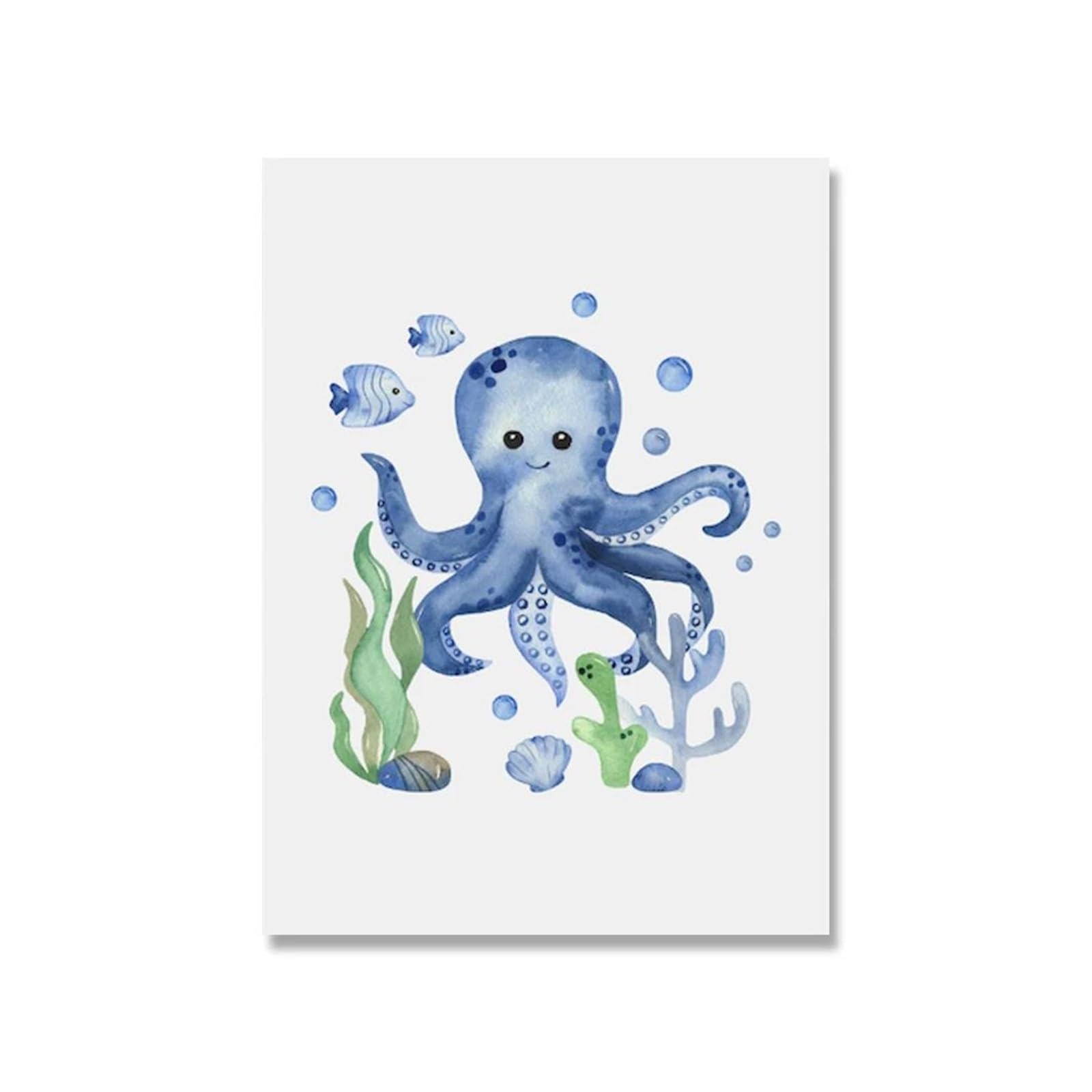 BYAMBD Aesthetic Pictures Cartoon Octopus Seahorse Turtle Creatures Canvas Painting Nordic Posters And Prints Wall Art Pictures Baby Kids Room Decor(A,40x60cm)