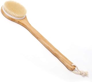 Zhurson Dry Bath Body Brush Back Scrubber Shower Bath Brush with Long Wooden Handle, 100% Natural Bristles, Exfoliating, Stimulate Blood Circulation, Improve Lymphatic System, Accelerate Metabolism