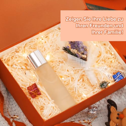 Geschenkkarton, 23x17x7cm Jubiläum Geschenkkarton Set mit Deckel, Wiederverwendbare Magnetische Geschenk Verpackungsbox, Faltbare Geschenkbox, für Geburtstag, Hochzeit(Orange)