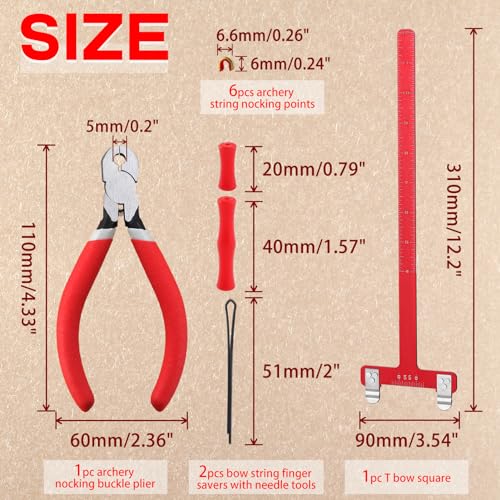 SPEEDWOX Archery Nocking Point Pliers Nocking Pliers D Loop String Clamp Precision Nock Plier Bow String Nocking Points Pliers Strings Knock Set T Shape Bow Square Ruler Nocking Buckle Pliers - Image 2