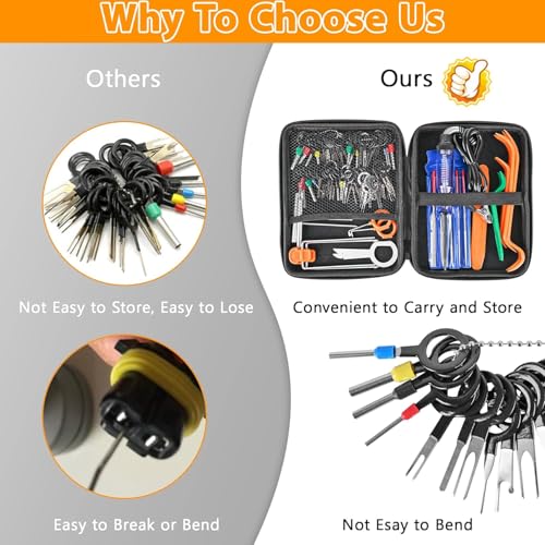 Image of Terminal Removal Tool Kit 96 Pcs Depinning Tool Electrical Connector Pin Removal Tool Kit Pin Extractor Tool Set Wire Terminal Release Tool for Automotive Car Household Devices