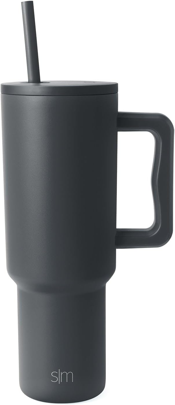 Simple Modern 40 oz Trek Tumbler with Handle and Straw Lid | Cup Holder Friendly Insulated Stainless Steel Travel Mug | Graphite