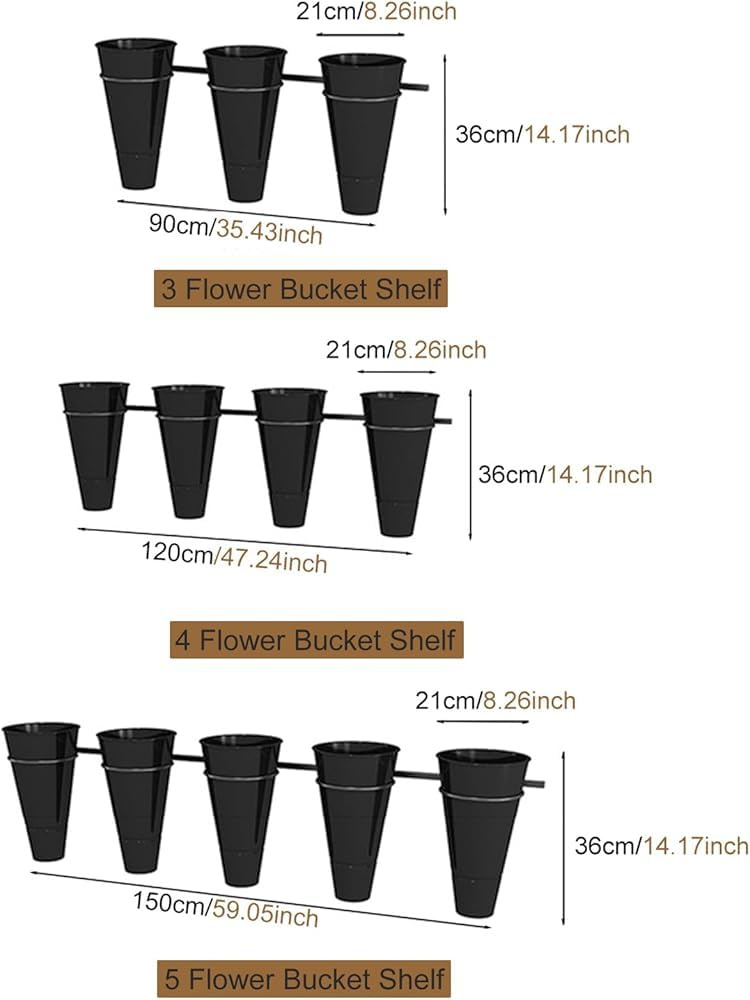 Generisch Wall-Mounted Flower Display Stand - 150cm Decorative Plant Holder Rack for Indoor/Outdoor Use, Black Plastic Pot Holder for Fresh Flowers, Space-Saving Vertical Garden Solution