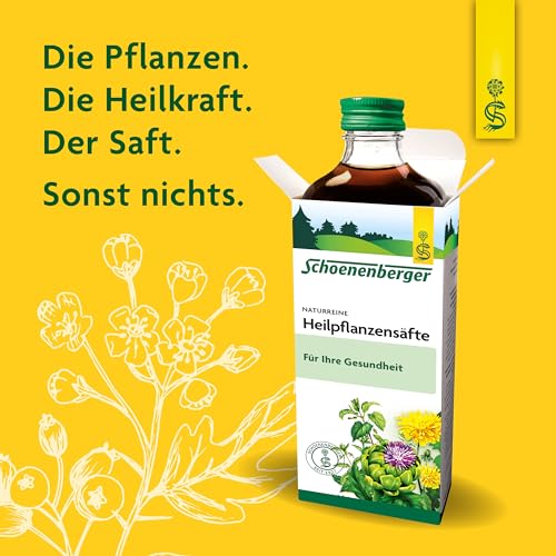 Schoenenberger - Johanniskraut naturreiner Heilpflanzensaft - 1x 200 ml Glasflasche - natürliches Mittel zur Beruhigung und Stressreduktion - freiverkäufliches Arzneimittel