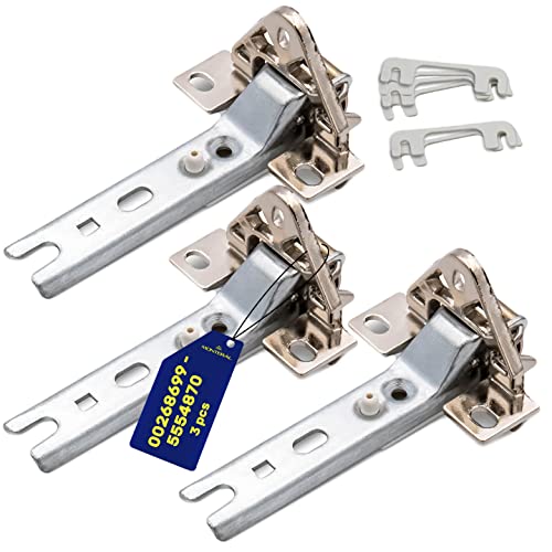 Juego de 3 Bisagras y 6 Arandelas 00268699 268699 5554870 para Puerta de Frigorifico para Bosch para Balay para Siemens para Miele para Whirlpool para Indesit para Philips Garantía 10 Años - Monteral