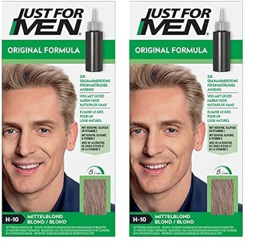 Just For Men Gel Colorant, Teinture Cheveux Blond, Coloration Cheveux Homme, Couvre Les Cheveux Blancs Et Restaure La Couleur D'Origine Pour Un Résultat Naturel, Rapide Et Facile, H10 (Lot de 2)