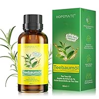 Teebaumöl 100% Reines und Naturrein, 60ML Tea Tree Oil Anti Pickel, Akne, Warzen und Andere Hautprobleme, Vegan Teebaum Ätherisches Öl für Unreine Haut, Gesicht, Kopfhaut und Haare