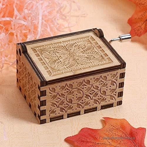 Image of Wooden HP Music Box - Hand Crank Classic Antique Carved Wood Musical Boxes - Birthday Gift for Kids and Collectors