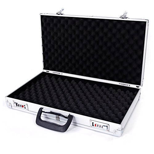 Volowoo Pistol Case Lock Boxes,Aluminum Framed Locking Gun Pistol Handgun Lock Box Hard Storage Carry Case For Money With Lock Secure Lockbox For Safe Keeping #TOP4