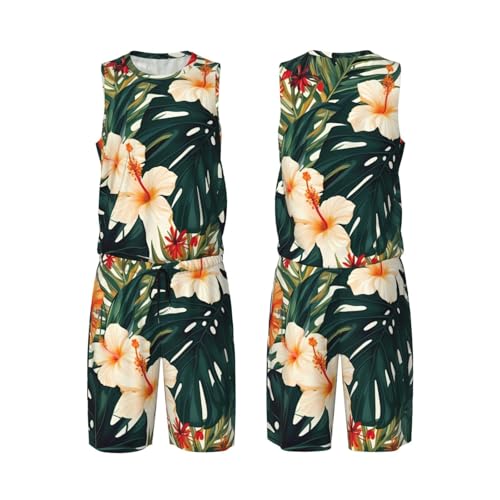 Maillot de basket-ball 2 pièces homme à motif fleurs hawaïennes