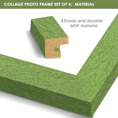 Image of DUENPY 4x6 Collage Frame Tempered Glass For 4 4x6 Photos Green | Premium Tempered Glass Provides Clear Vision, Ideal Decor to Arrange Your Warm Family Photos At Home