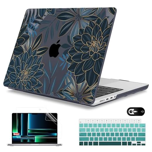 Mektron Case for M5 MacBook Pro 14 inch 2026 Model A3427 A3426 Fit 2025-2021 Model A3434 A3112 M4 A3112 A3401 A3185 M3 A2918 A2992 M2 A2779 M1 A2442 Pro/Max Cover, Dahlia Flower C035