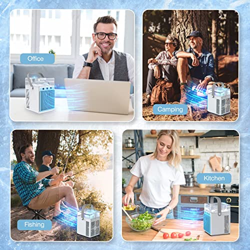 Portable Air Conditioner Fan, Rechargeable 4-In-1 Cooler Humidifier,3-Speed Evaporative Air Cooler,Cordless Ac Desktop Spray Fan, Desktop Cooling Fan #TOP7