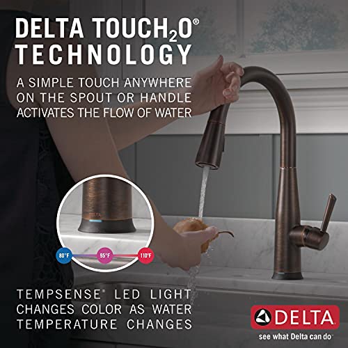 Image of Delta Faucet Essa VoiceIQ Touchless Kitchen Faucet with Pull Down Sprayer, Smart Faucet, Alexa and Google Assistant Voice Activated, Kitchen Sink Faucet, Venetian Bronze 9113TV-RB-DST