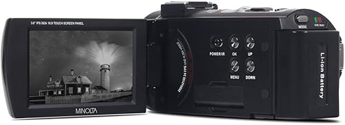 Miniatura 4 de Minolta Videocámara: digital 4K, video Ultra HD a 24 fps, fotos de 30 MP, visión nocturna con IR, zoom 16X, antivibración, pantalla táctil IPS de 3