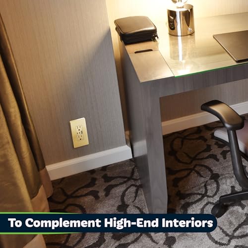 Image of TOPGREENER 4.2A 3-Port Type C USB Outlet, 15 Amp Receptacle Plug, Charging Power Outlet with Dual Type C&A Ports, Screwless Wall Plate Included, UL Listed, Residential Grade, Gold, 2 Pack