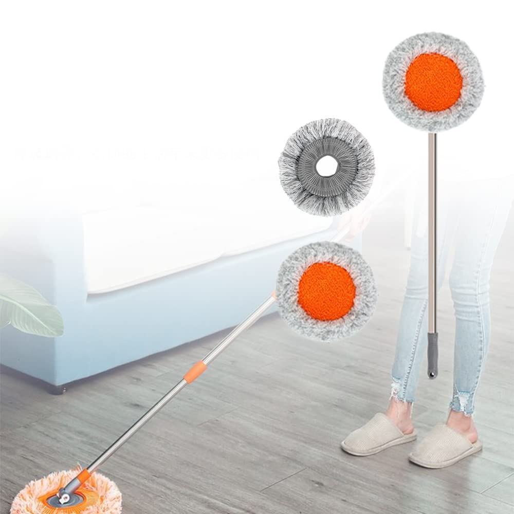 Trapeador de limpieza ajustable giratorio de 360°, mopa de limpieza de pared extensible con mango largo, fregona giratoria multifuncional para el hogar, para pared, techo, ventana, piso (gris, 50-95