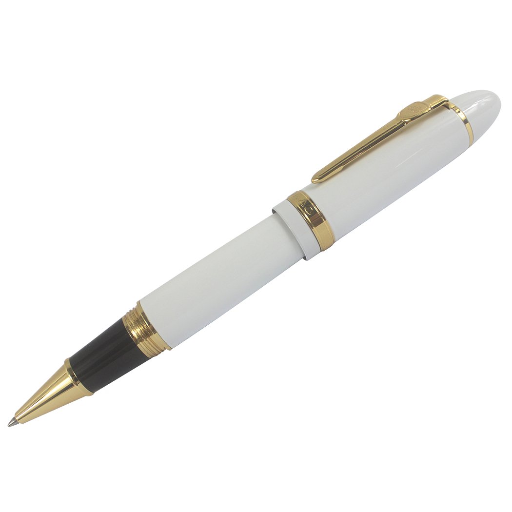 Zoohot Jinhao 159 White Rollerball Pen Heavy Big Pen Gold Trim