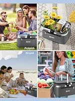 22L Kühlkorb Einkaufskorb mit Kühlfunktion Tragekorb Faltbar Picknickkorb mit Deckel Klappkorb Thermokorb Isoliertasche Faltbar Einkaufstasche mit Alurahmen-für Reisen/Picknick/Einkaufen – Ansicht 7