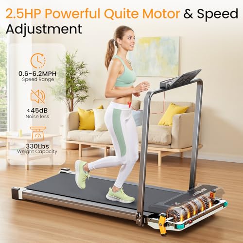 AKLUER Walking Pad with Incline - Dual-Sided 2 in 1 Under Desk Treadmill with Shiatsu Foot Massager, 330LBs Walking Pad Treadmills for Home and Office, LED Display and Remote Control, White - Thumbnail 4