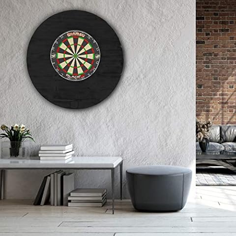 RUNSTYLE Holz Premium Dartboard Surround 90cm | Darts Halterung Dart Wandschutz Dartpfeile Catchring Dart Umrandung Auffangring Zubehör Steel/Soft für Dartscheibe Backboard Indoor & Outdoor Schwarz Cover