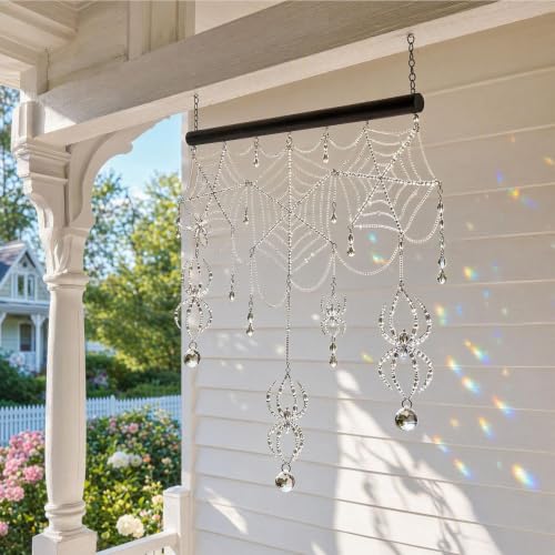 Halloween Spider Web Crystals Suncatchers Hanging Dream Catchers for Adults - image 3