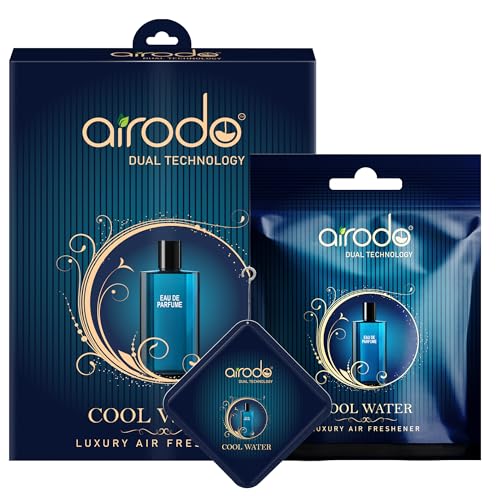 Image of Airodo Cool Water Luxury Gel Air Freshener with Dual Technology For Living Room, Office, Car, Bathroom | Lasts up to 30 days | Easy to Use, Non-Spill & Long-Lasting | 10g (Pack of 4)