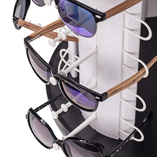 Polmart Countertop Sunglasses / Eyewear Display Stand, 360° Fully Rotatable with Mirror 40-Pair Capacity (White) by APL Display - Image 5